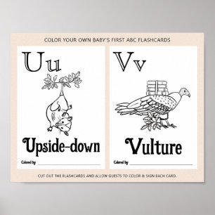 ABC Flashcards Baby Shower Coloring Activity Sheet Poster