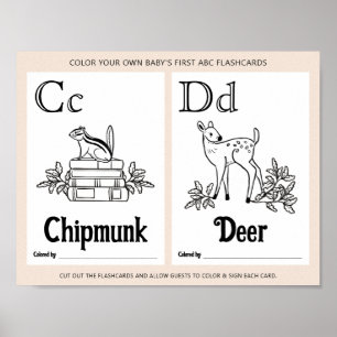 ABC Flashcards Baby Shower Coloring Activity Sheet Poster