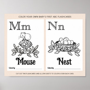 ABC Flashcards Baby Shower Coloring Activity Sheet Poster
