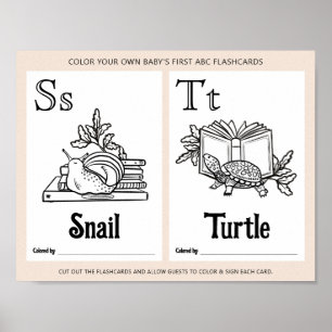 ABC Flashcards Baby Shower Coloring Activity Sheet Poster