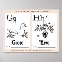 ABC Flashcards Baby Shower Coloring Activity Sheet