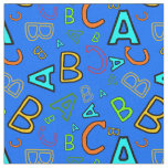 ABC Fun Learning Pattern on Blue Fabric
