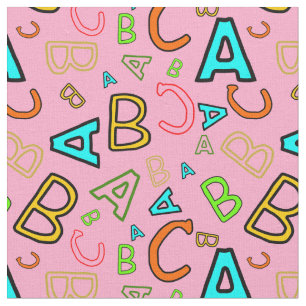 ABC Fun Learning Pattern on Pink Fabric