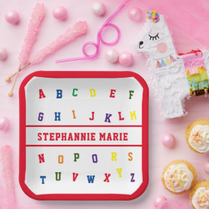 ABC Girl Baby Shower Paper Plate