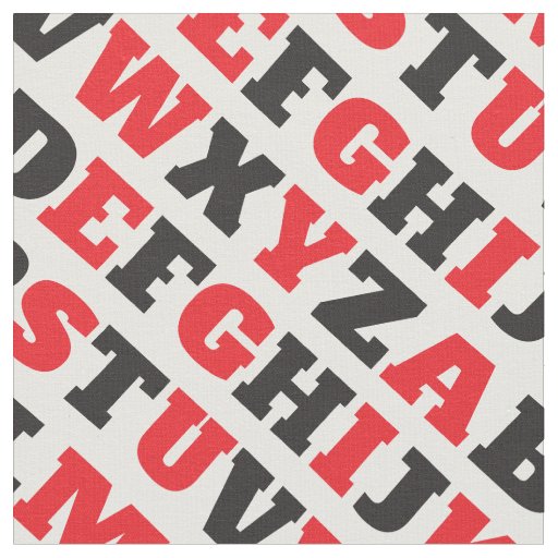 ABC graphic text visual black red white fabric
