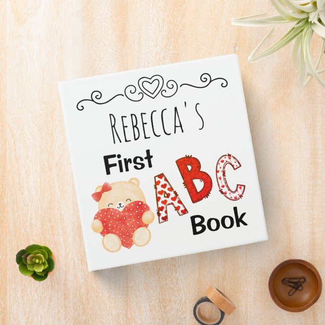 ABC Hearts Valentines Baby Shower Activity  3 Ring Binder (In Situ)