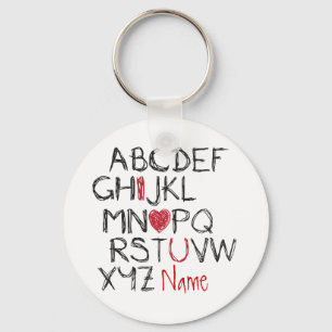 ABC I Heart You Personalized Keychain