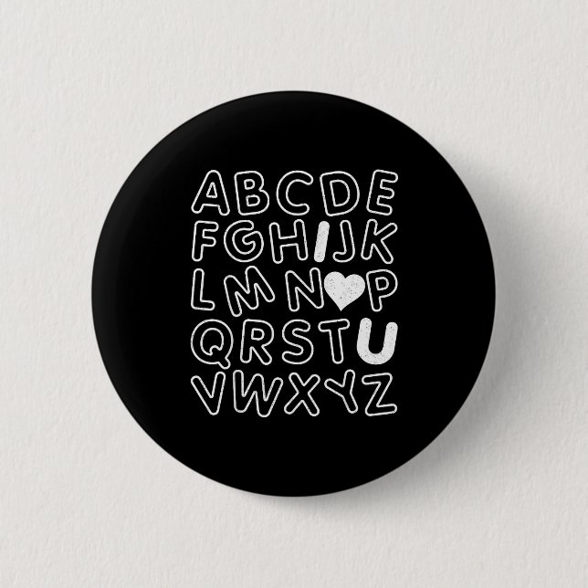 Abc I Love You Alphabet Teachers Day Valentines Da Button (Front)