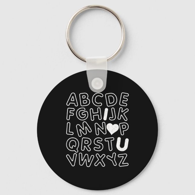 Abc I Love You Alphabet Teachers Day Valentines Da Keychain (Front)