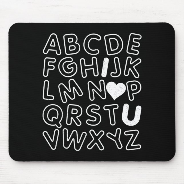 Abc I Love You Alphabet Teachers Day Valentines Da Mouse Pad (Front)