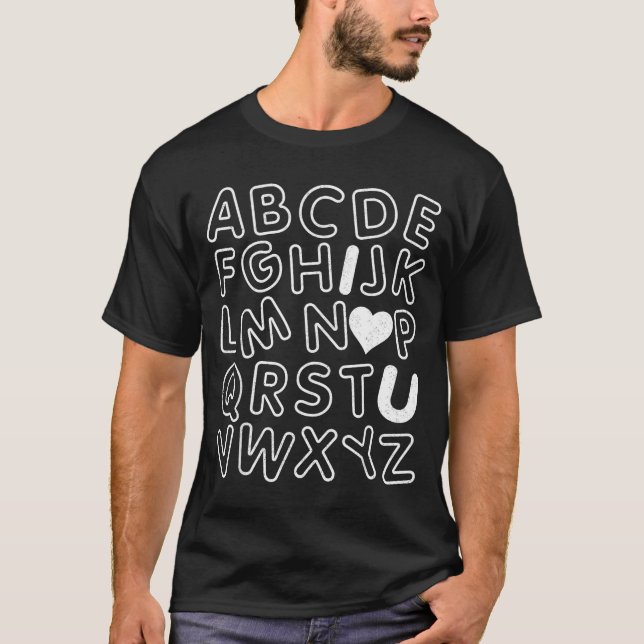 Abc I Love You Alphabet Teachers Day Valentines Da T-Shirt (Front)