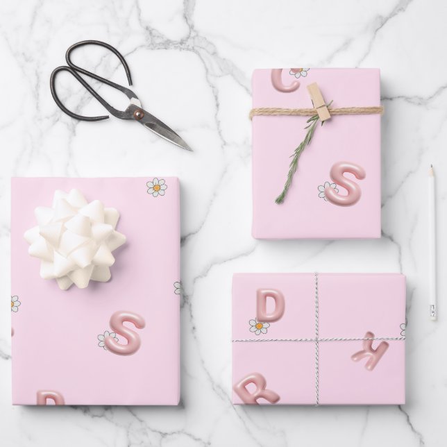 ABC kindergarten daisy Balloon student school Wrapping Paper Sheets (Front)