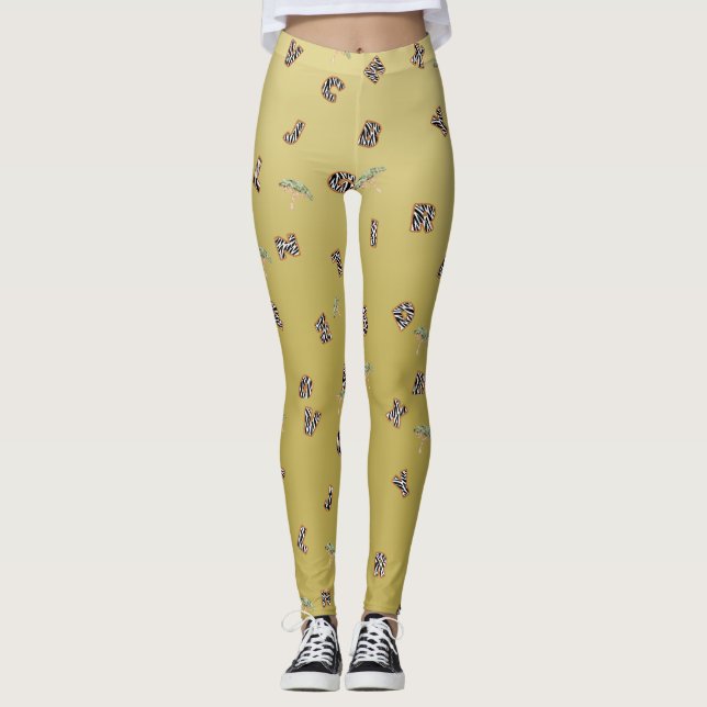 abc letter zebra safari wild zoo tree school kids leggings (Front)