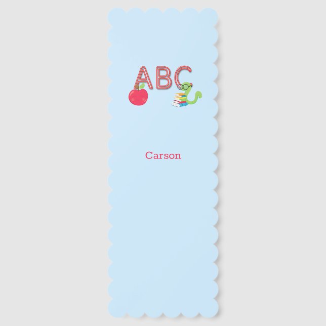 ABC Letters Bookworm Personalized Bookmarks (Front)