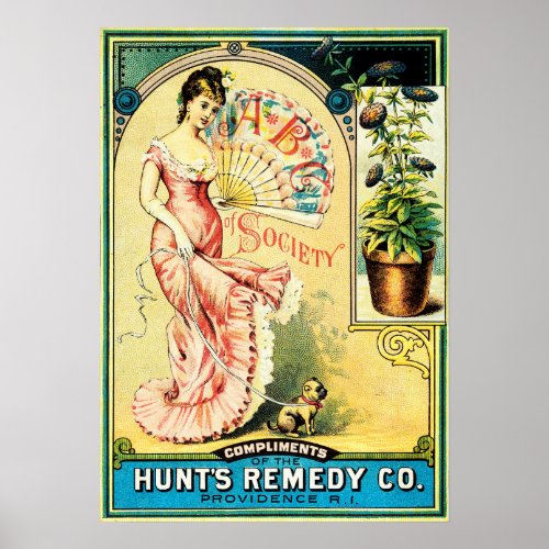 ABC OF SOCIETY Hunts Remedy Victorian Medicine Poster