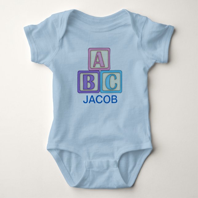 ABC Play Blocks with Customizable Text Baby Bodysuit (Front)