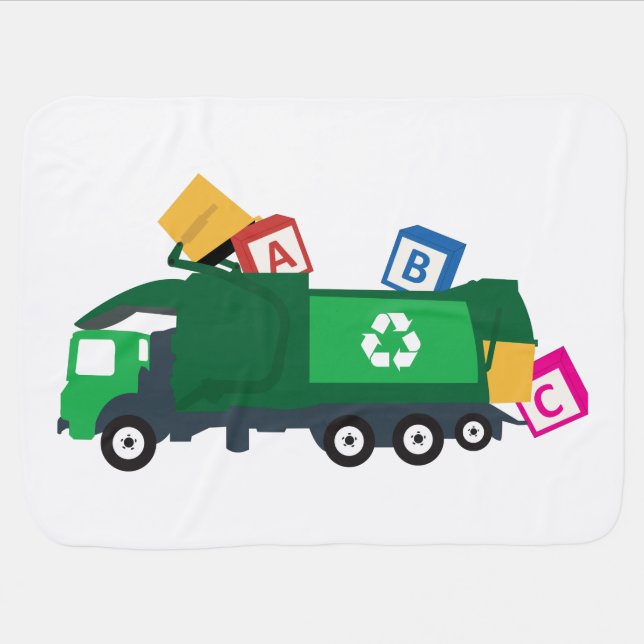 ABC Recycling Garbage Truck Baby Blanket (Horizontal)