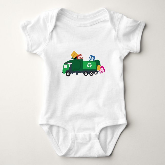 ABC Recycling Garbage Truck Baby Bodysuit (Front)