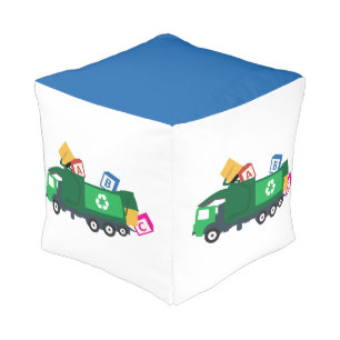 ABC Recycling Garbage Truck Blue Color Pouf