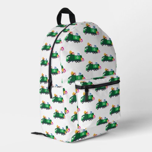 ABC Recycling Garbage Truck Boys Printed Backpack