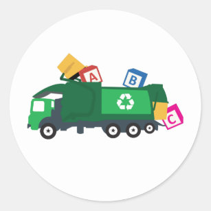 ABC Recycling Garbage Truck Classic Round Sticker