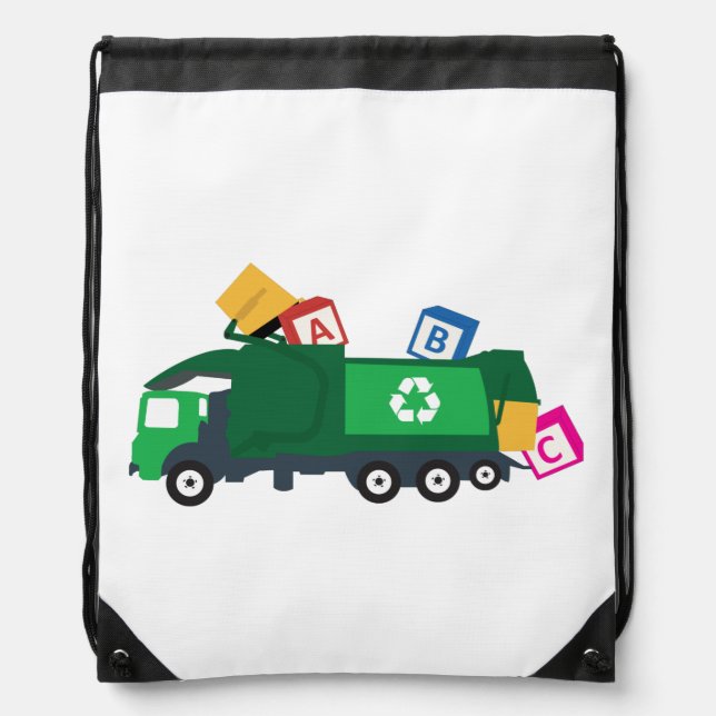 ABC Recycling Garbage Truck Drawstring Bag (Front)