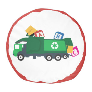 ABC Recycling Garbage Truck Red Color Pouf