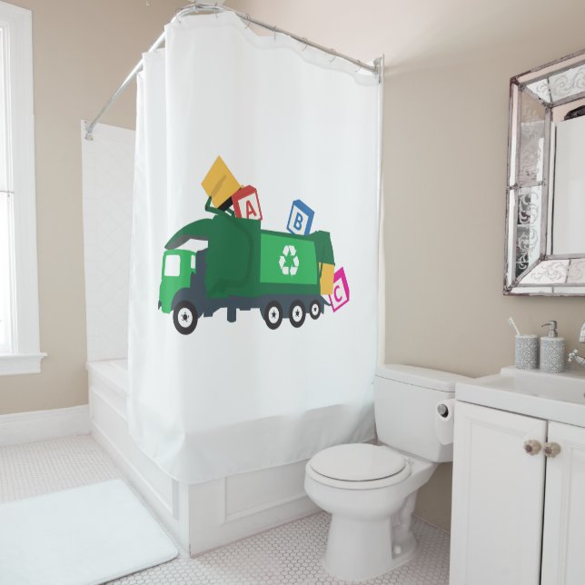 ABC Recycling Garbage Truck Shower Curtain (In Situ)