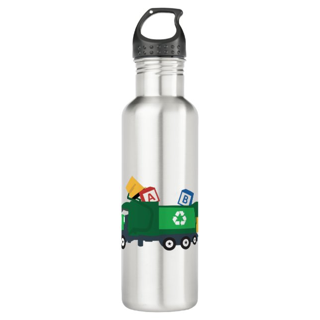 ABC Recycling Garbage Truck  Stainless Steel Water Bottle (Front)