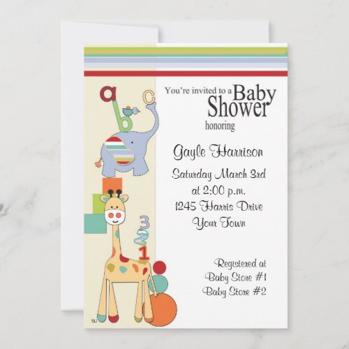 abc saffari baby shower invitation
