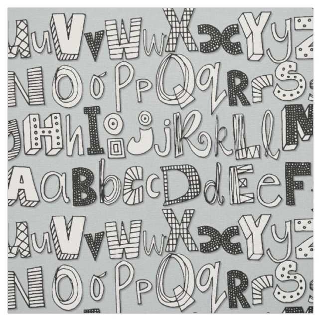 ABC silver Fabric (Swatch)
