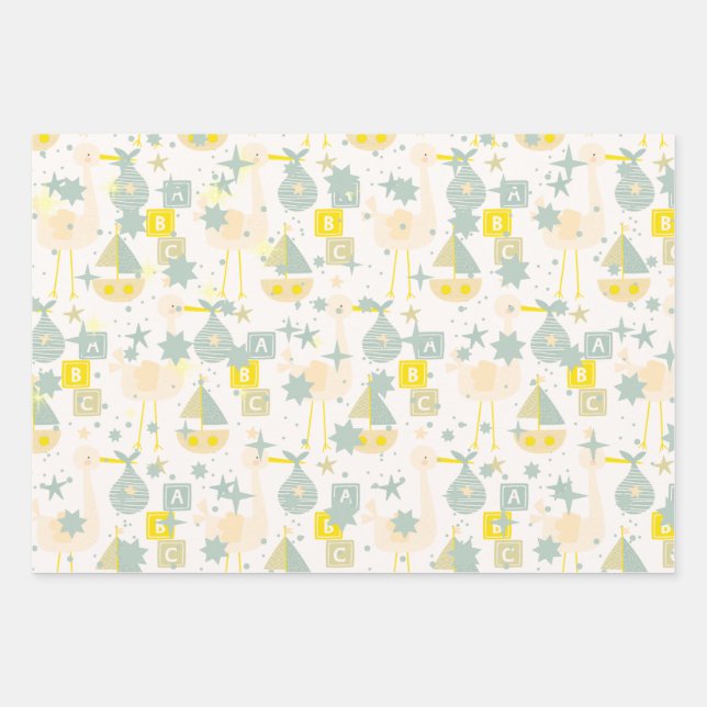 ABC Stork Wrapping Paper Sheets (Front)