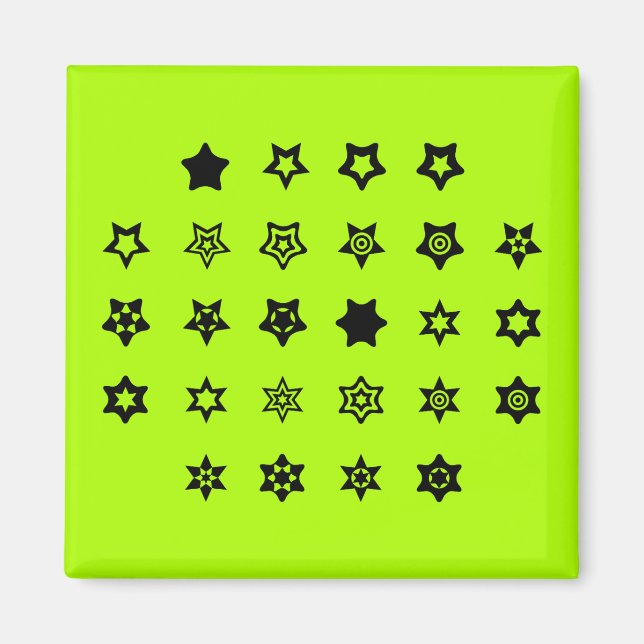 ABC to Star Symbols Cipher Code Key on Light Magnet (Front)