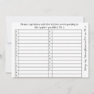 Abc Tpc B&W #1 Thank You Card