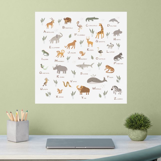 ABC Wild Animals Kids Room  Wall Decal (Charming Learn ABC Kids Jungle Safari Animals Wall Decal ©Susanne Sachers - Sunny Mind Design 🌞)
