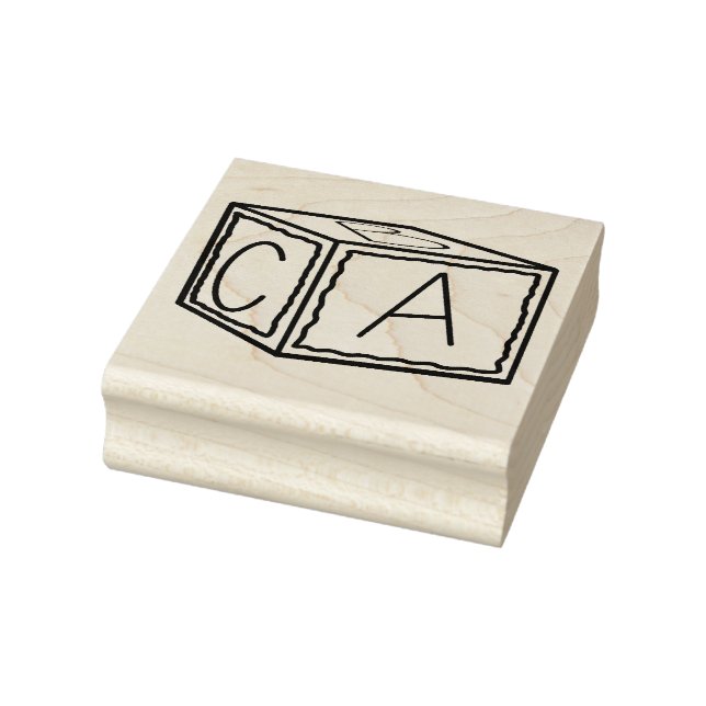 ABC Woodblock  Rubber Stamp (Stamp)