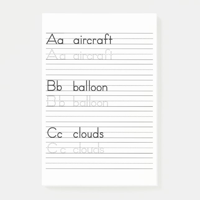 ABC Writing Practice Alphabet Worksheet Notepad (Front)
