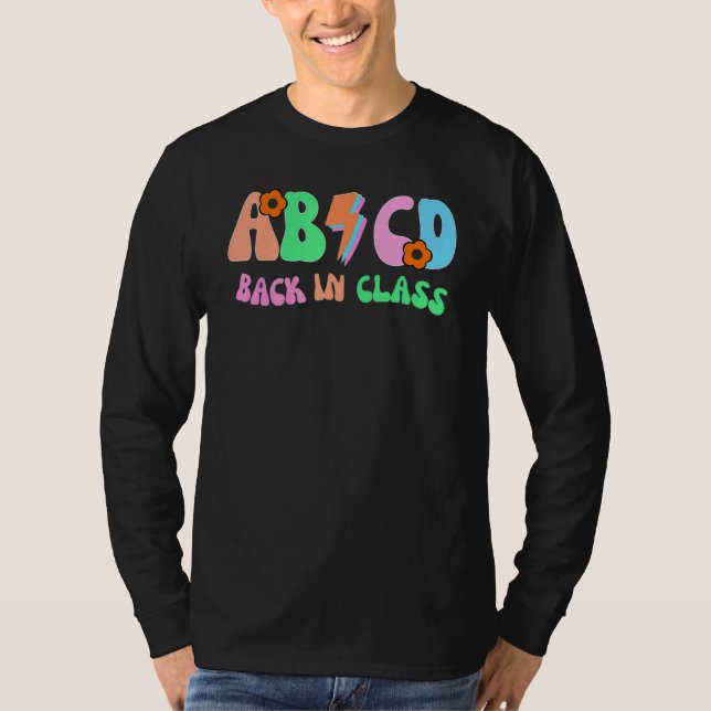 Abcd Back In Class Groovy Retro Back To School Tea T-Shirt (Front)