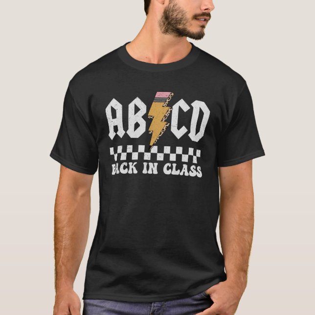 ABCD Back In Class Rock Pencil Teacher Student T-Shirt (Front)