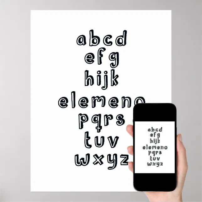 Abcd Efg Hijk Elemeno P Qrs Tuv Wx Y&z ABCD EFG HIJK ELEMENO PQRS TUV WXYZ : Alphabet Fun Poster | Zazzle