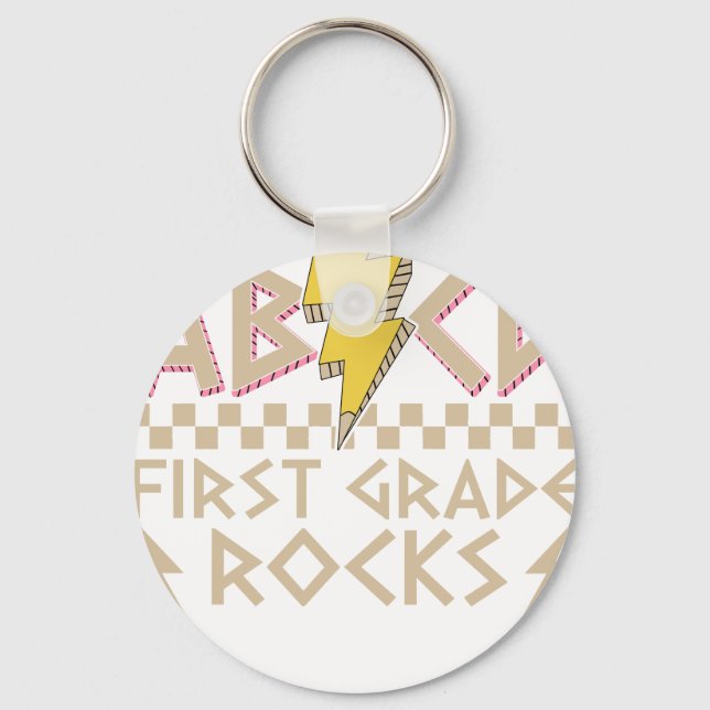 abcd first grade rocks 2 keychain (Front)