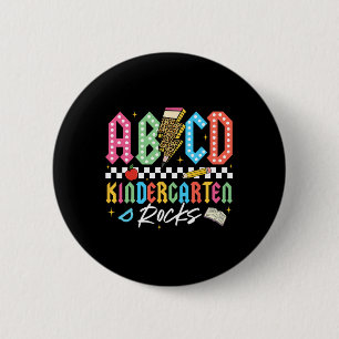 Abcd Kindergarten Rocks Pencil Lightning Teachers Button