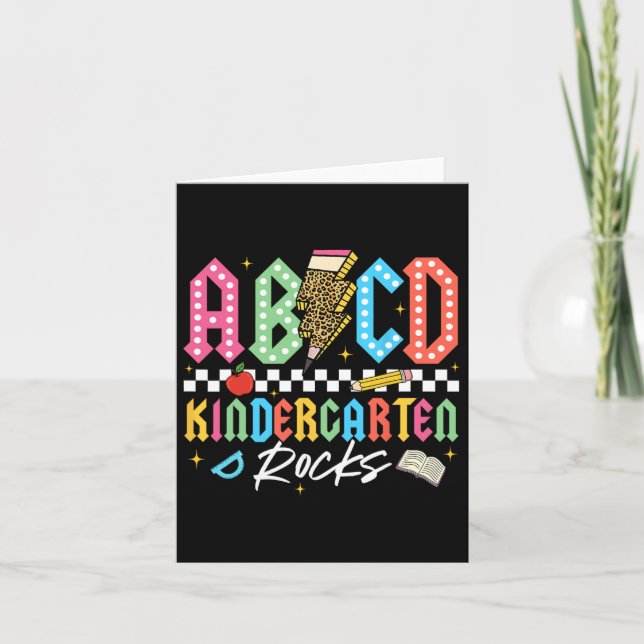 Abcd Kindergarten Rocks Pencil Lightning Teachers  Card (Front)