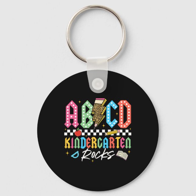 Abcd Kindergarten Rocks Pencil Lightning Teachers  Keychain (Front)