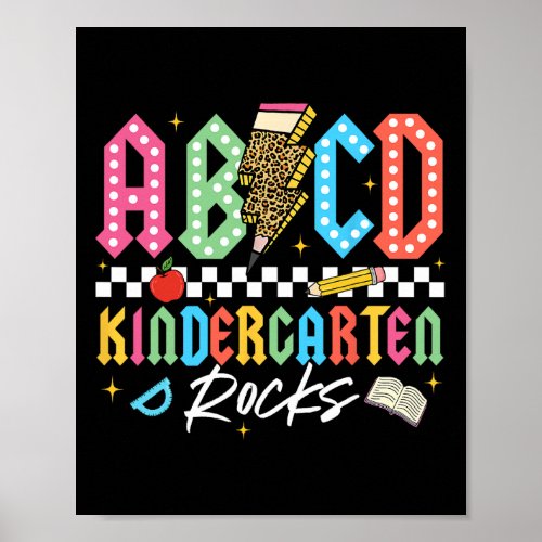 Abcd Kindergarten Rocks Pencil Lightning Teachers Poster