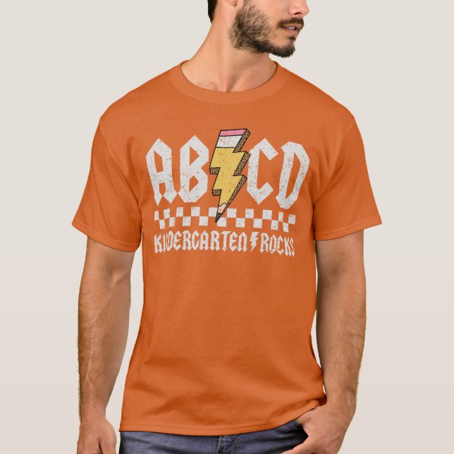 ABCD Kindergarten Rocks Pencil Lightningeachers Ro T-Shirt (Front)