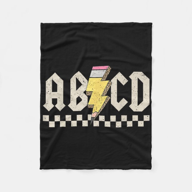 Abcd Pencil Lightning Bolt Back To School Teachers Fleece Blanket (Front)