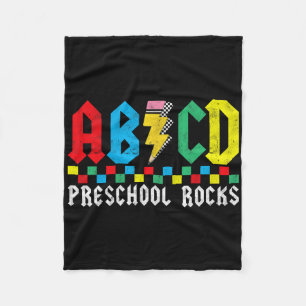 Abcd Preschool Rocks First Day Pre-k Teacher Back Fleece Blanket