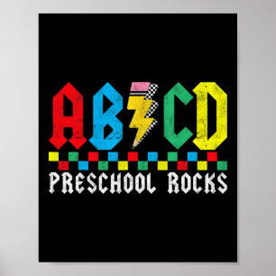 Abcd Preschool Rocks First Day Pre-k Teacher Back Poster