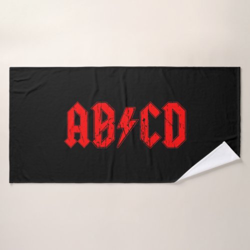 ABCD rock music funny symbol fake acdc joke school Bath Towel
